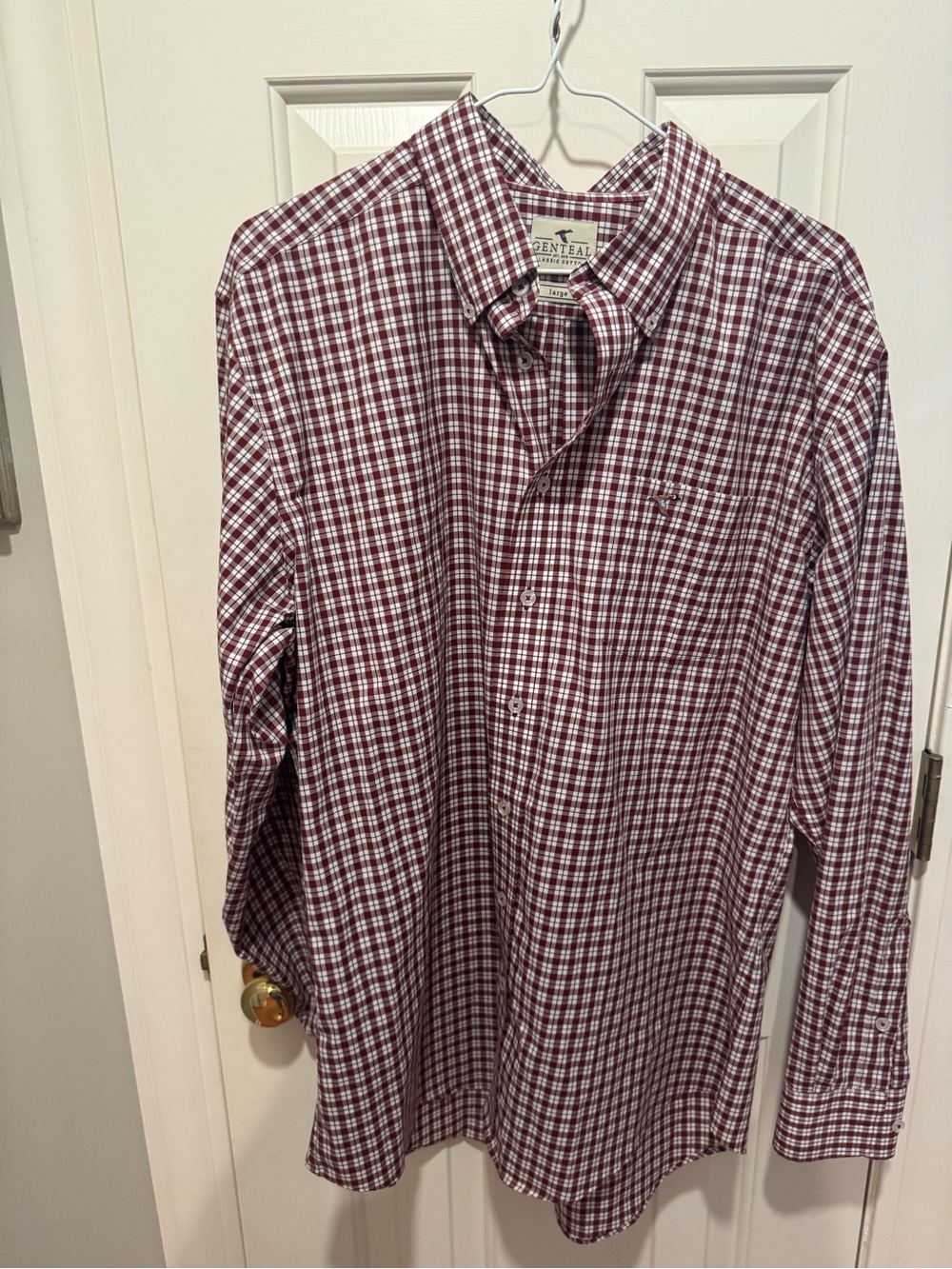 Genteel Men’s Long-Sleeve Red Plaid Button-Down Shirt